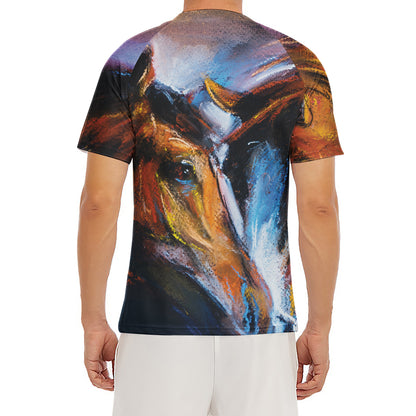 Couple Horses Painting Print Men's Short Sleeve Rash Guard