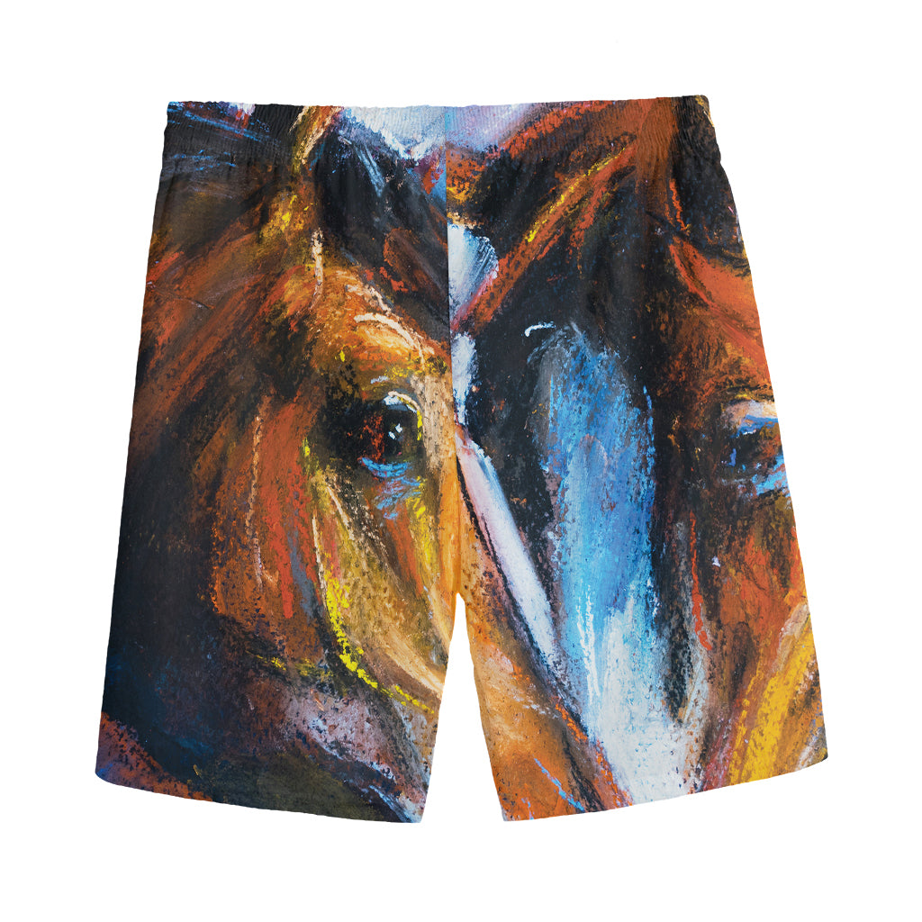 Couple Horses Painting Print Men's Sports Shorts