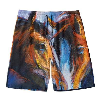 Couple Horses Painting Print Men's Swim Trunks