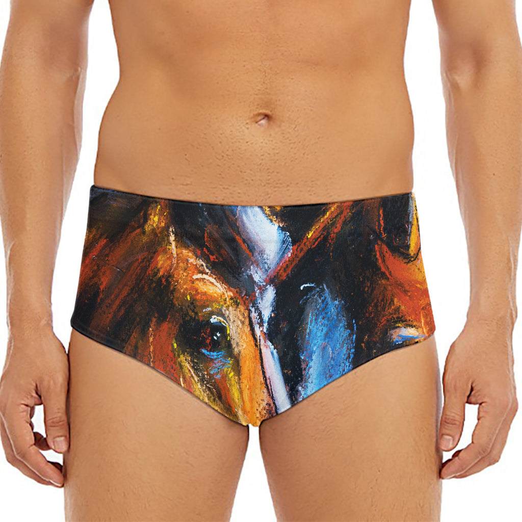 Couple Horses Painting Print Men's Triangle Swim Briefs