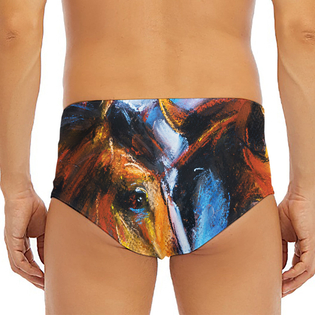 Couple Horses Painting Print Men's Triangle Swim Briefs