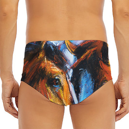 Couple Horses Painting Print Men's Triangle Swim Briefs