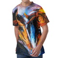 Couple Horses Painting Print Men's Velvet T-Shirt