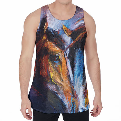 Couple Horses Painting Print Men's Velvet Tank Top