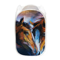 Couple Horses Painting Print Mesh Laundry Hamper