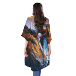 Couple Horses Painting Print Open Front Beach Cover Up