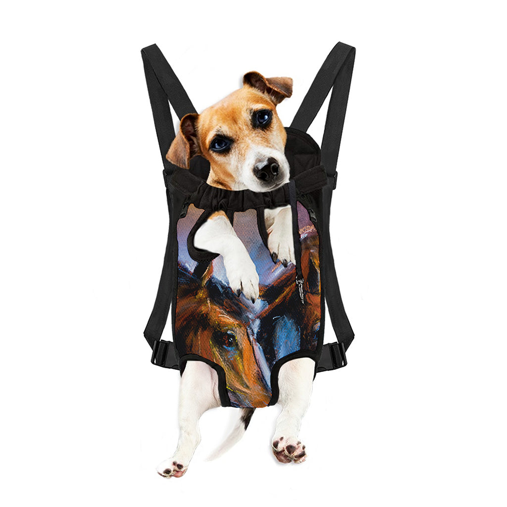 Couple Horses Painting Print Pet Carrier Backpack