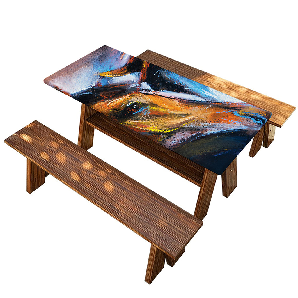 Couple Horses Painting Print Picnic Table Cover