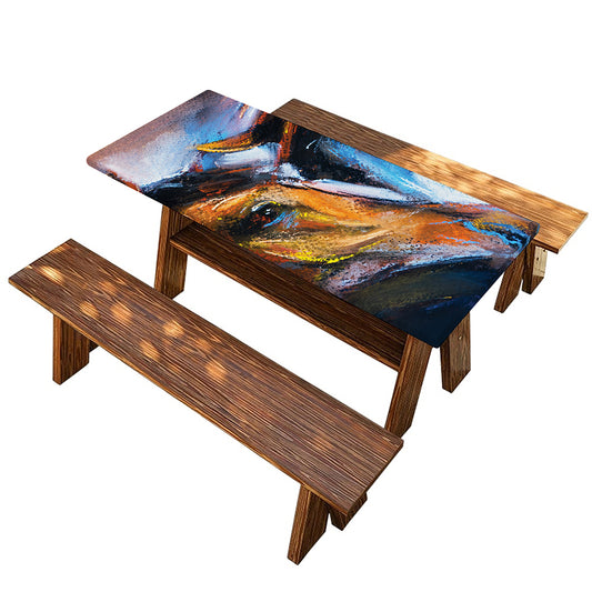 Couple Horses Painting Print Picnic Table Cover