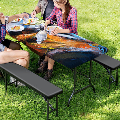 Couple Horses Painting Print Picnic Table Cover