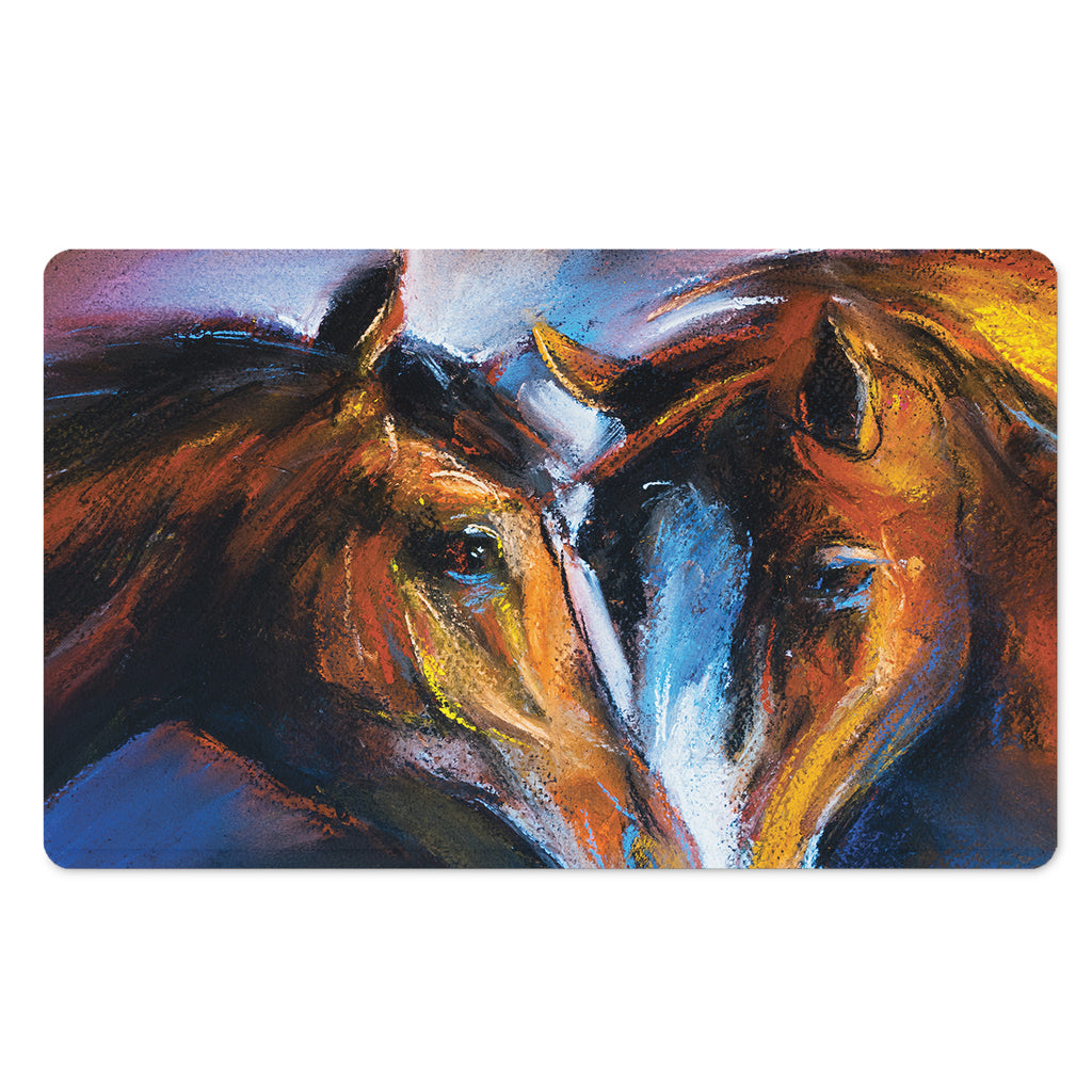 Couple Horses Painting Print Polyester Doormat