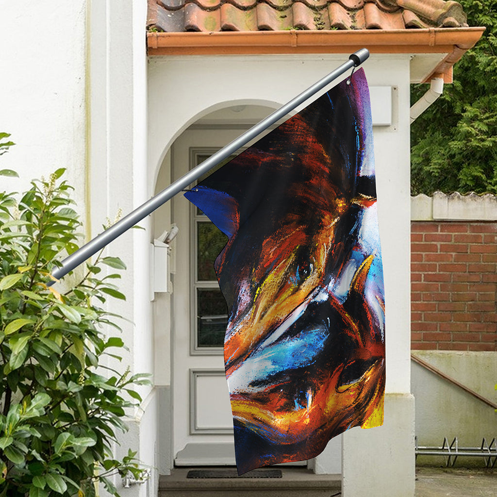 Couple Horses Painting Print Polyester Flag