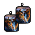 Couple Horses Painting Print Pot Holders