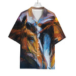 Couple Horses Painting Print Rayon Hawaiian Shirt