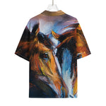 Couple Horses Painting Print Rayon Hawaiian Shirt