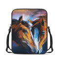 Couple Horses Painting Print Rectangular Crossbody Bag