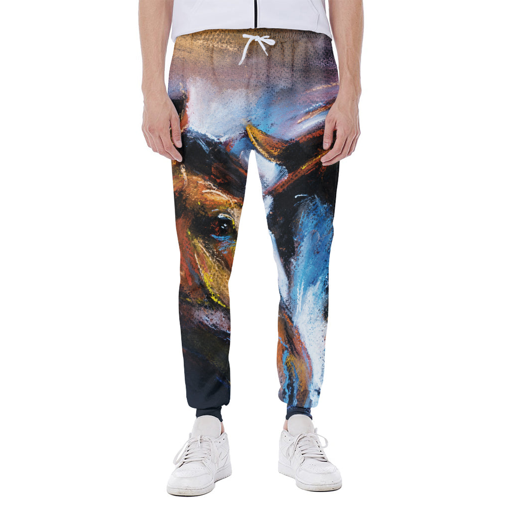 Couple Horses Painting Print Scuba Joggers