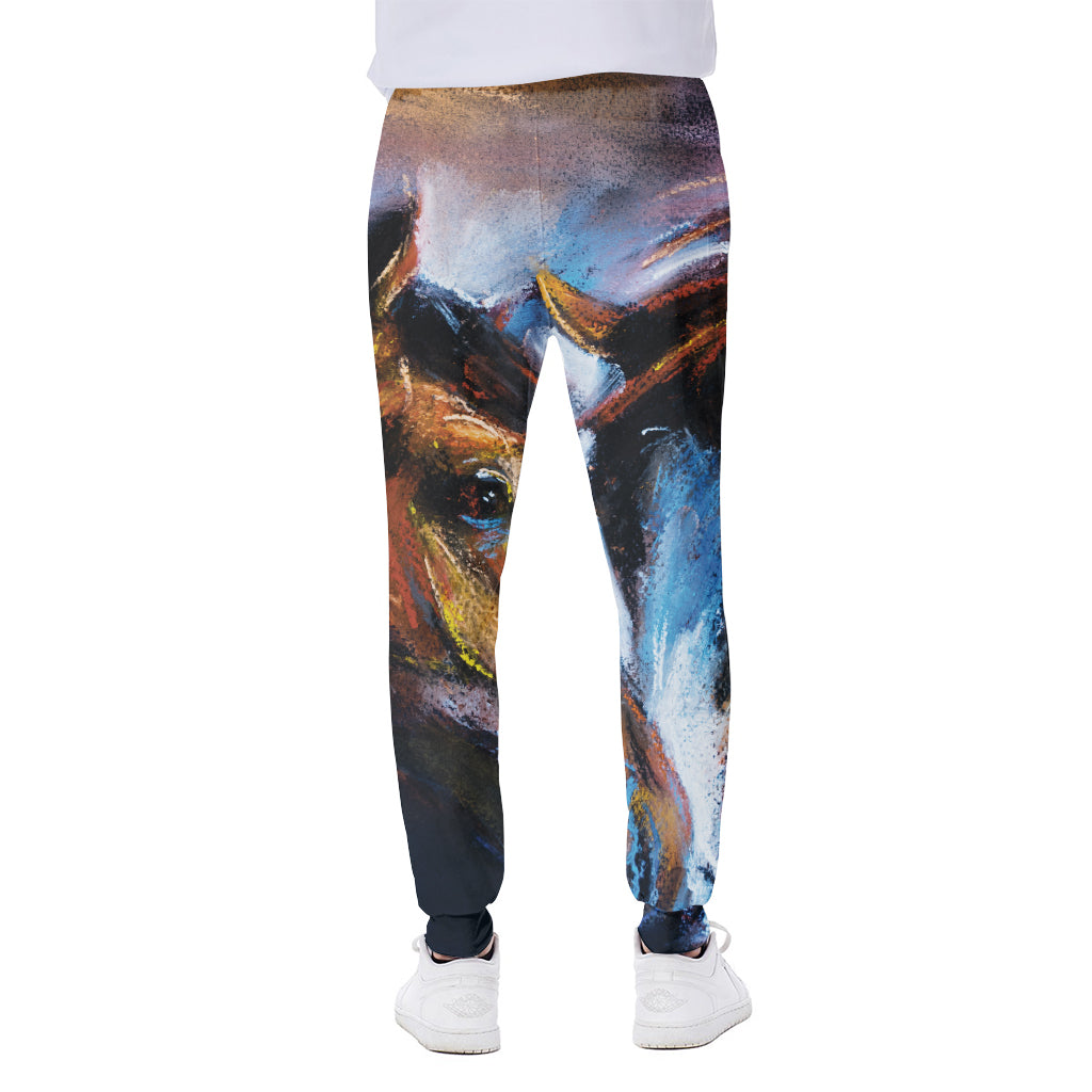 Couple Horses Painting Print Scuba Joggers
