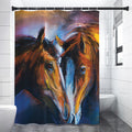 Couple Horses Painting Print Shower Curtain