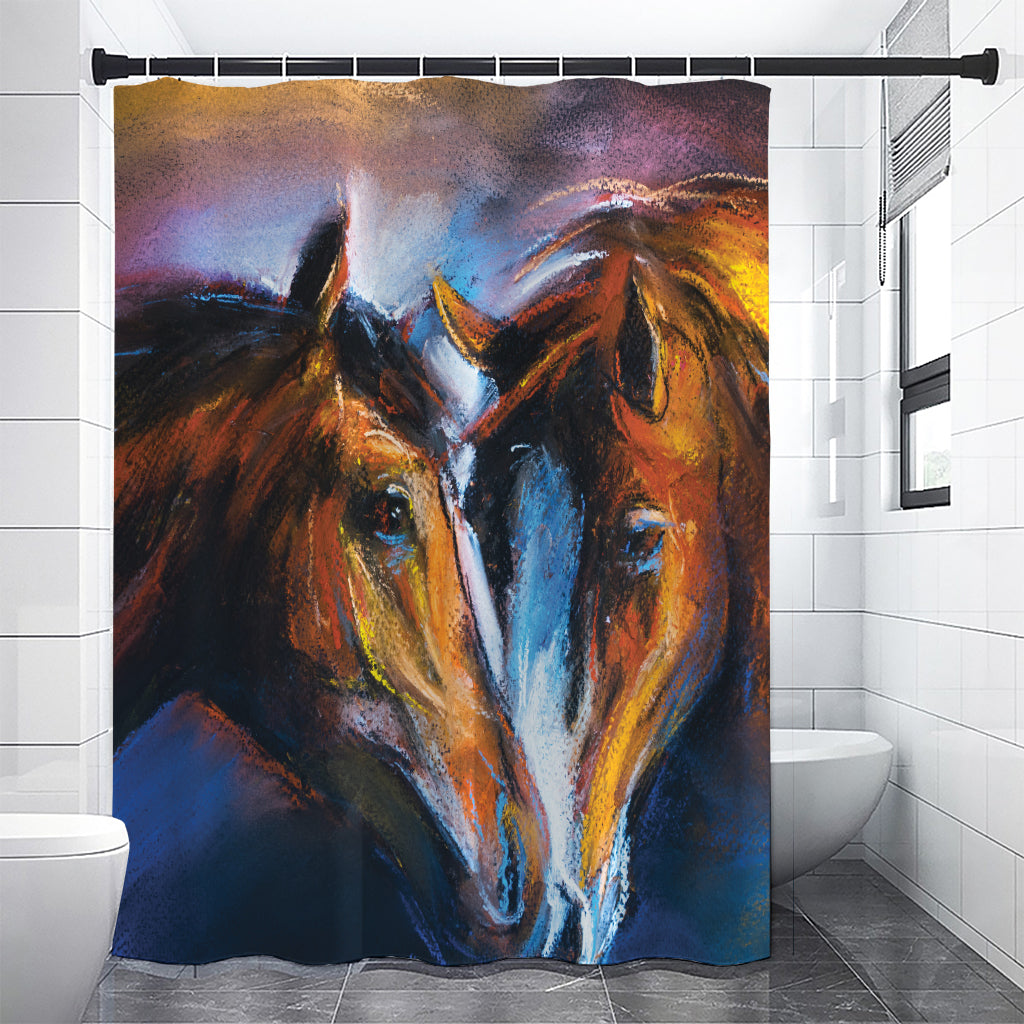 Couple Horses Painting Print Shower Curtain