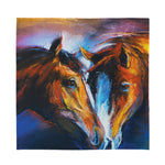 Couple Horses Painting Print Silk Bandana