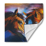 Couple Horses Painting Print Silk Bandana