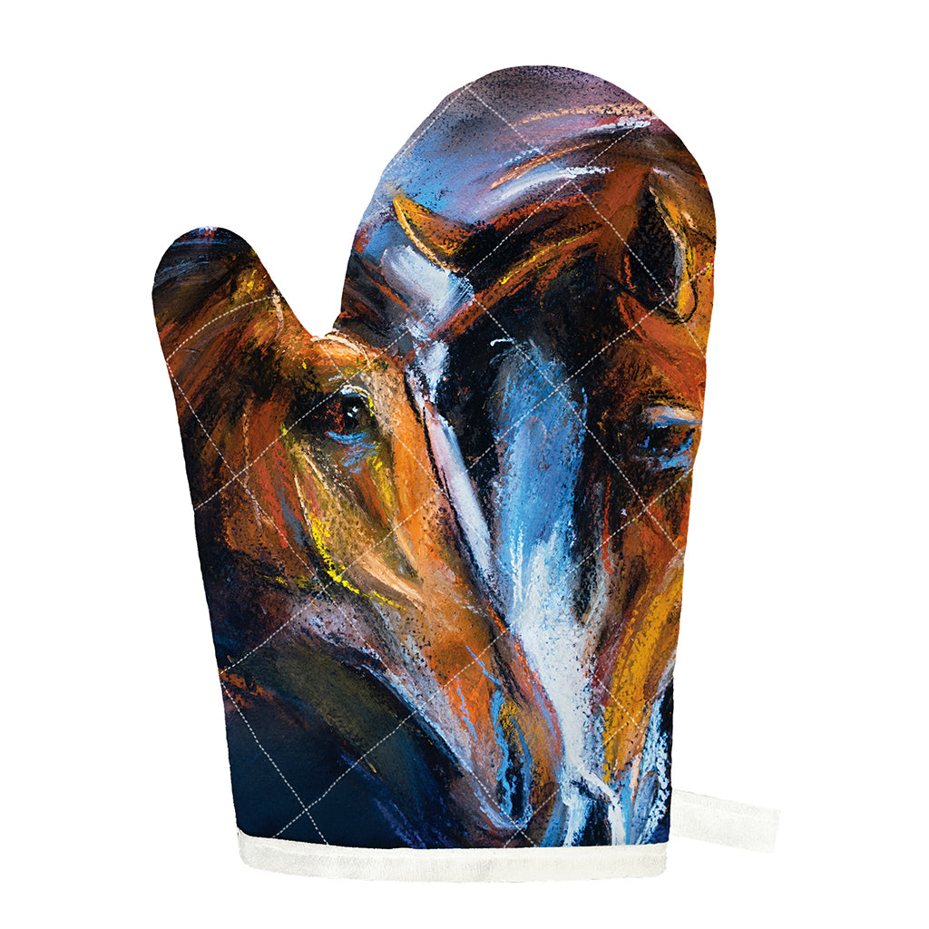 Couple Horses Painting Print Single Oven Mitt