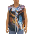 Couple Horses Painting Print Sleeveless Baseball Jersey
