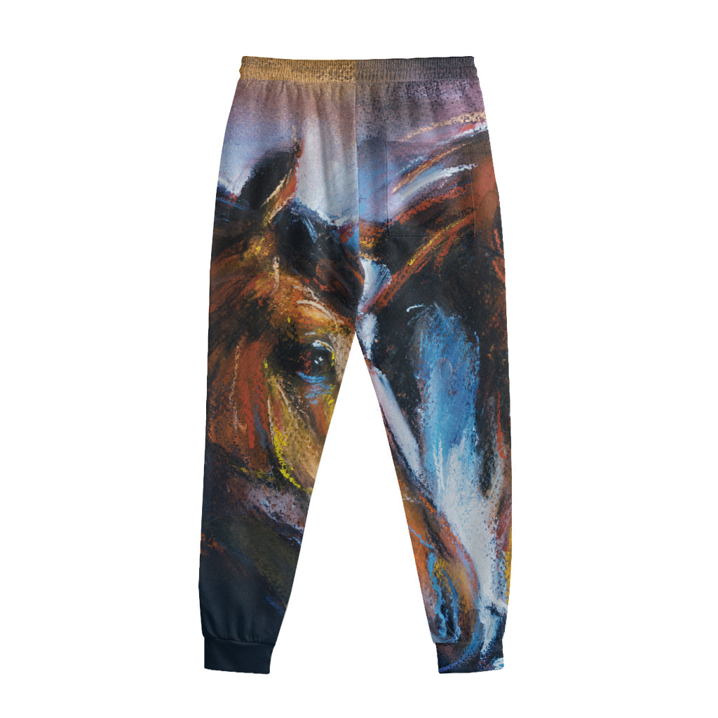 Couple Horses Painting Print Sweatpants