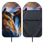 Couple Horses Painting Print Waterproof Car Seat Cover