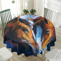 Couple Horses Painting Print Waterproof Round Tablecloth