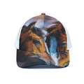 Couple Horses Painting Print White Mesh Trucker Hat