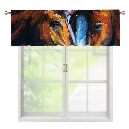 Couple Horses Painting Print Window Valance
