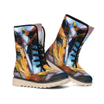 Couple Horses Painting Print Winter Boots