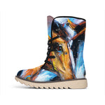 Couple Horses Painting Print Winter Boots