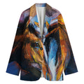 Couple Horses Painting Print Women's Cotton Blazer