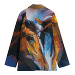 Couple Horses Painting Print Women's Cotton Blazer