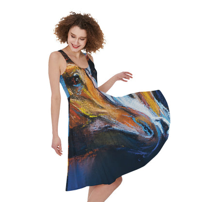 Couple Horses Painting Print Women's Sleeveless Dress