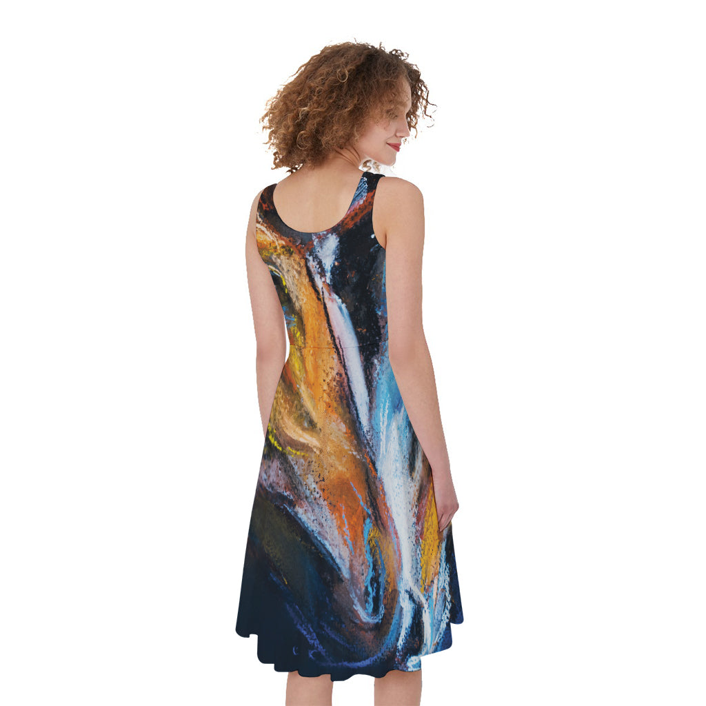 Couple Horses Painting Print Women's Sleeveless Dress