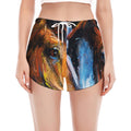Couple Horses Painting Print Women's Split Running Shorts