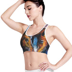 Couple Horses Painting Print Women's Sports Bra
