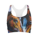 Couple Horses Painting Print Women's Sports Bra