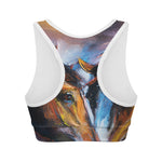 Couple Horses Painting Print Women's Sports Bra