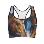 Couple Horses Painting Print Women's Sports Bra