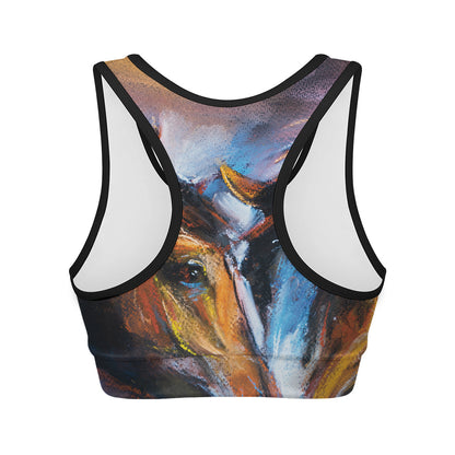 Couple Horses Painting Print Women's Sports Bra