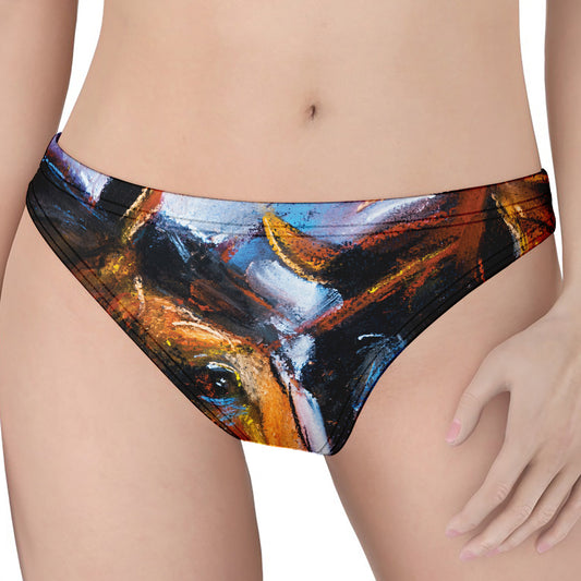 Couple Horses Painting Print Women's Thong