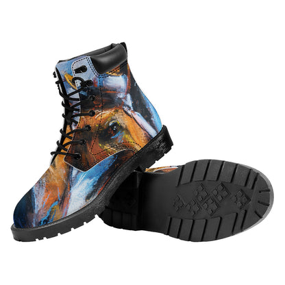 Couple Horses Painting Print Work Boots