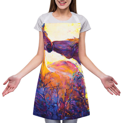 Couple Horses Portrait Print Adjustable Apron