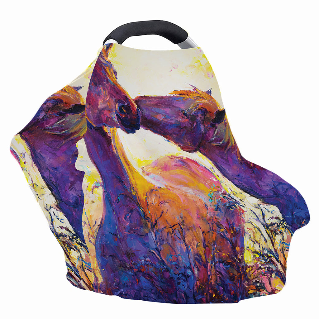 Couple Horses Portrait Print Baby Seat Cover