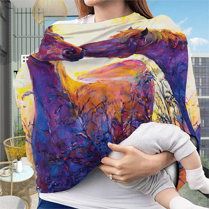 Couple Horses Portrait Print Baby Seat Cover